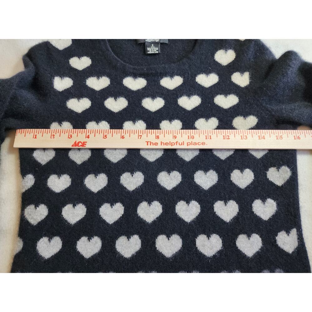 Peck & Peck Luxury Black 100% Cashmere Heart Intarsia Ombre Sweater Womens Small - Picture 5 of 5
